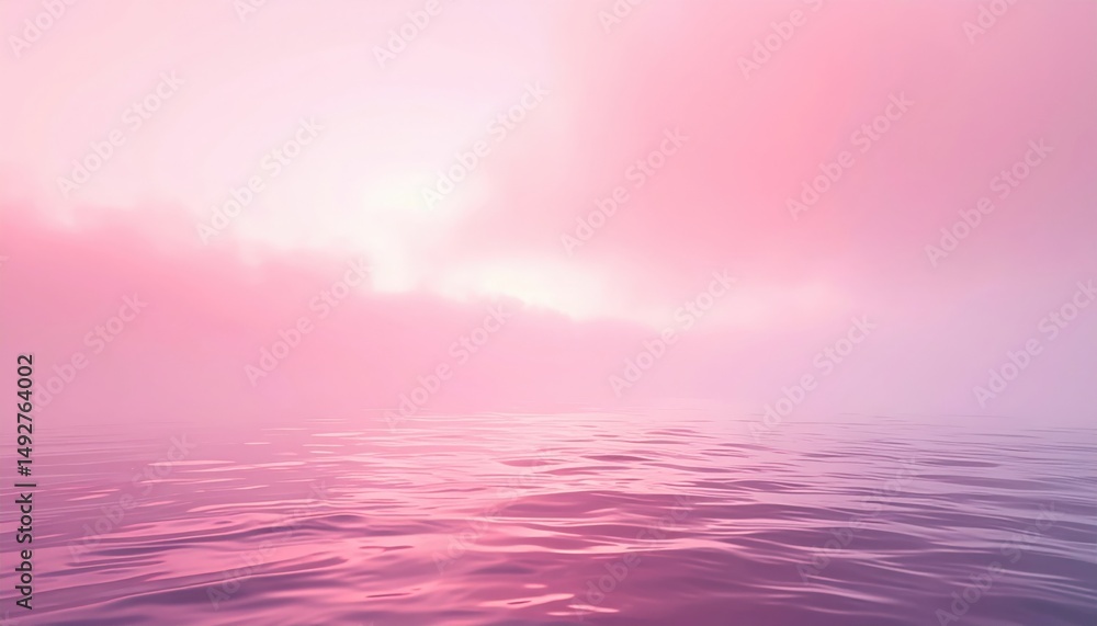 Obraz premium Serene sunset reflections tranquil ocean digital art dreamlike atmosphere aerial perspective nature's beauty
