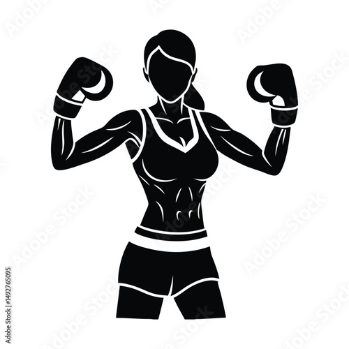 A muscular athlete and football player, a silhouette of a man with headphones and a microphone, is standing, ready for sports training