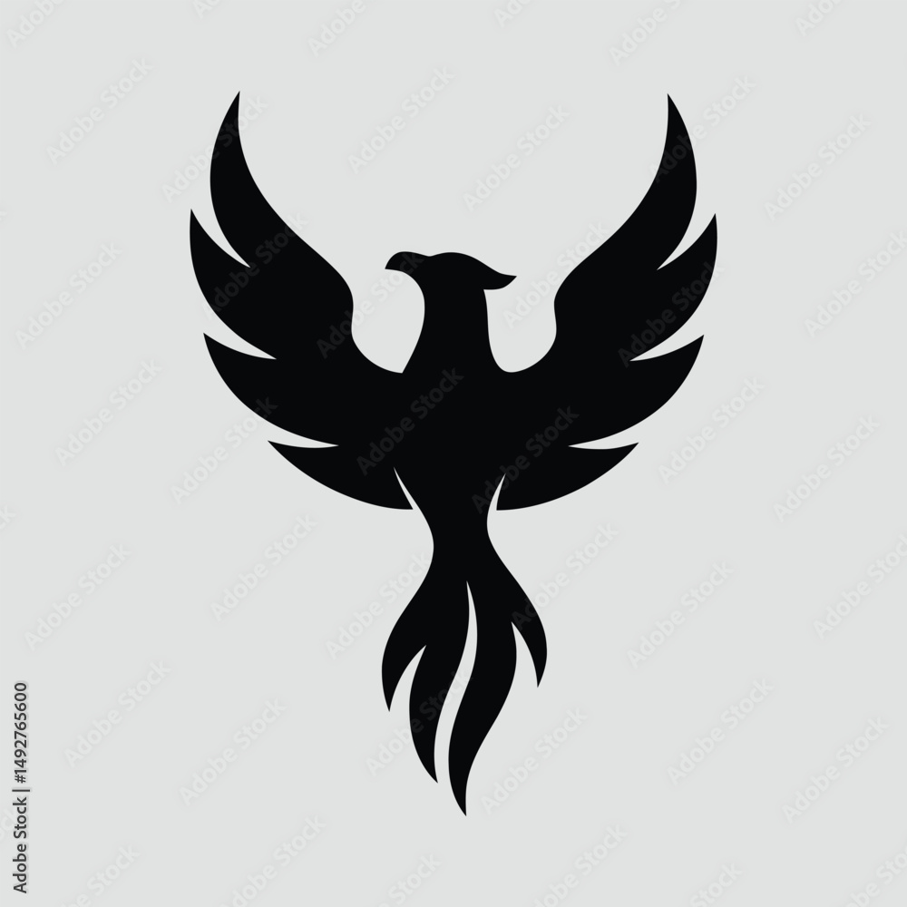 Obraz premium Phoenix Bird in Flight with Stylized Wings Vector Illustration