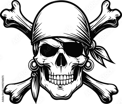 Pirate Skull Mascot illustration