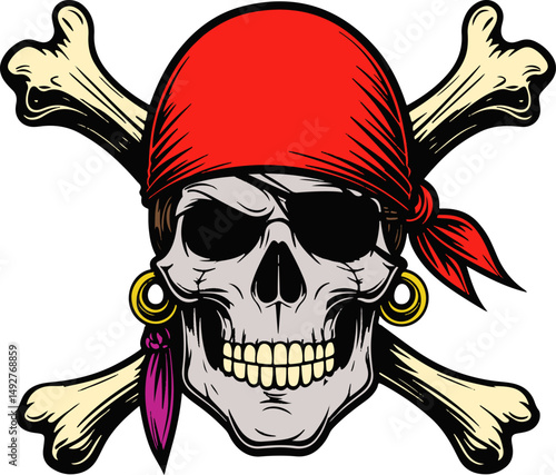 Pirate Skull Mascot illustration