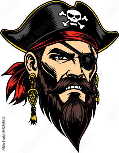 Pirate Skull Mascot illustration