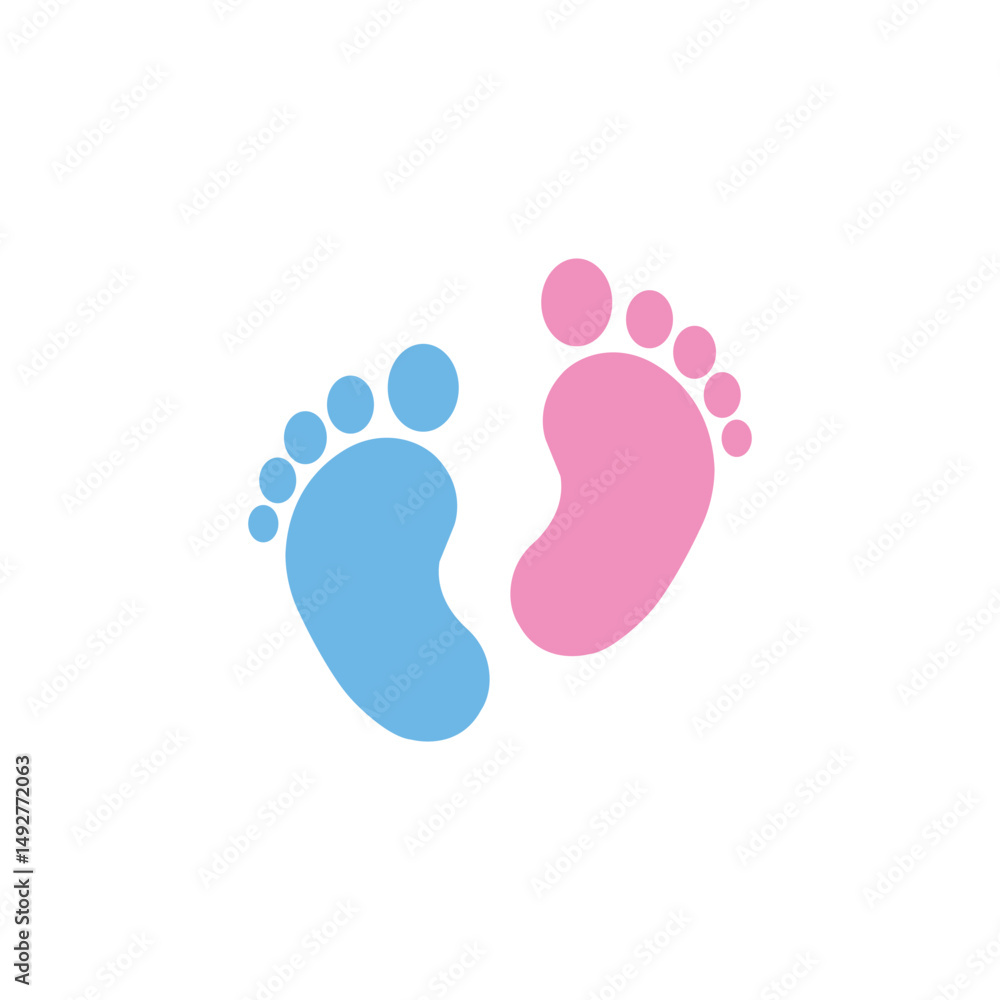 Blue and pink baby footprints icon on a white background. Perfect for gender reveal themes, baby shower designs, and birth announcements with a soft, minimal, and playful touch. Blue and pink baby footprints icon on a white background. Perfect for gender reveal themes, baby shower designs, and birth announcements with a soft, minimal, and playful touch.