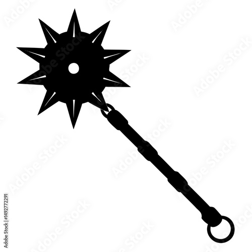 A Flail black vector silhouette on transparent background