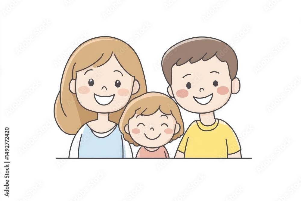 Happy family portrait, smiling parents and child. Happy family portrait, smiling parents and child.
