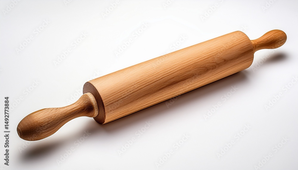 wooden rolling pin on a white background wooden rolling pin on a white background