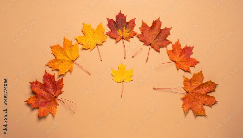 Fototapeta premium Autumn leaves arrangement nature studio photography vibrant colors close-up seasonal beauty