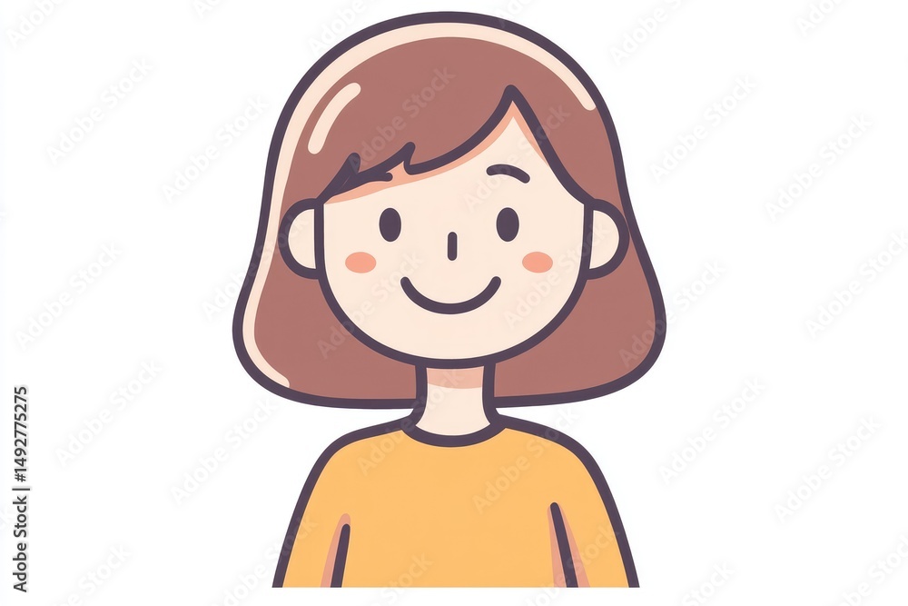 Simple illustration of a smiling female figure. Simple illustration of a smiling female figure.