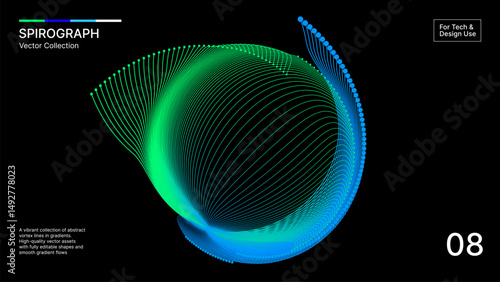 Digital Tunnel Swirl – Vibrant Gradient Vortex Made of Dotted Line Patterns for Futuristic Tech Designs
