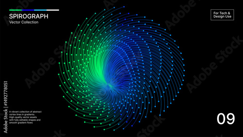 Quantum Pulse – Glowing Spirograph Wave in Dark Mode Gradient For Tech and Digital Artwork