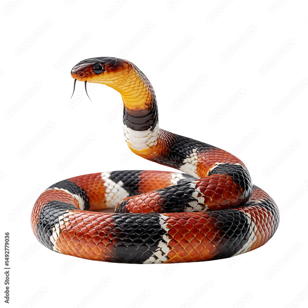 Naklejka premium A vibrant coral snake slithering gracefully, showcasing its striking colors and patterns