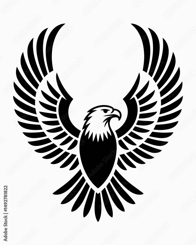 Obraz premium Engraving of stylized hawk. Linear drawing. Decorative bird. 