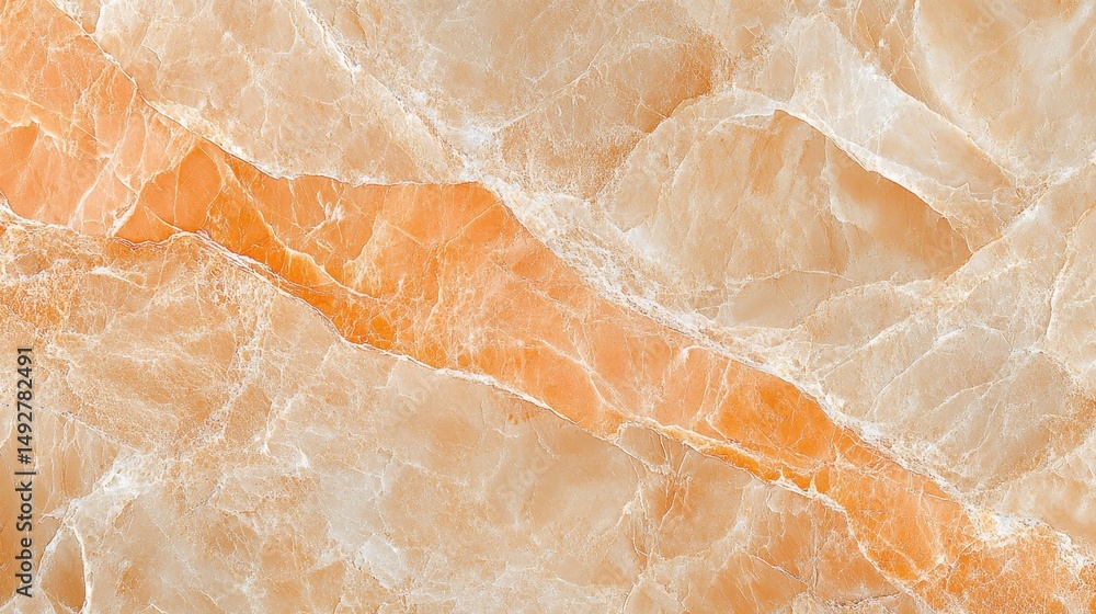 Fototapeta premium Texture of orange marble stone slab with cracks and veins. Great background for graphic designs, or creative artwork.