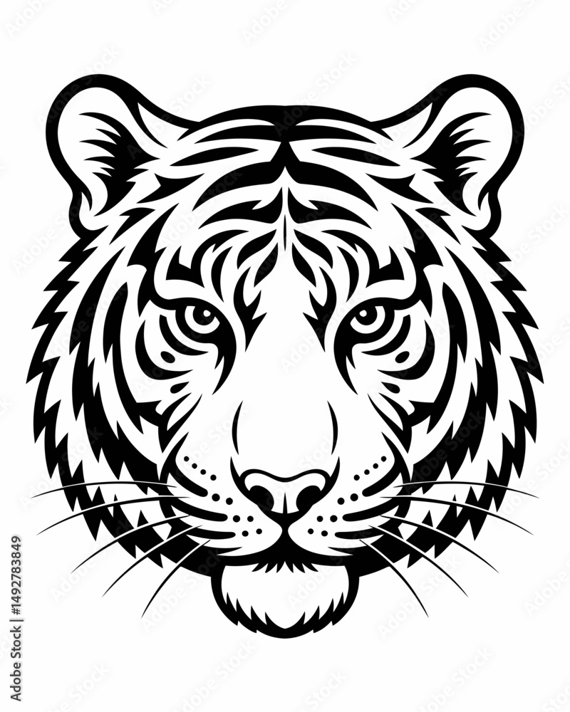 Vector tiger head, face for retro logos, emblems, badges, labels template and t-shirt vintage design element. Isolated on white background Vector tiger head, face for retro logos, emblems, badges, labels template and t-shirt vintage design element. Isolated on white background