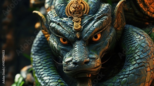 Wallpaper Mural Magnificent Serpent Statue: A Close-Up of a Mystical Dragon Sculpture Torontodigital.ca