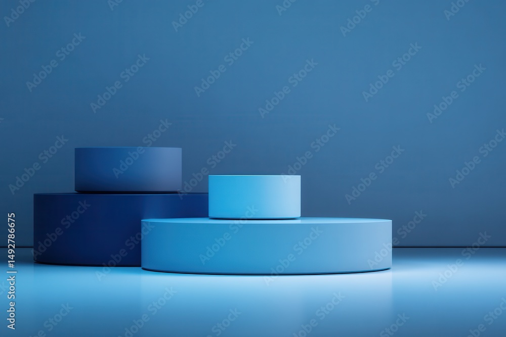 Abstract Blue Cylindrical Platforms Minimalist 3D Render Abstract Blue Cylindrical Platforms Minimalist 3D Render