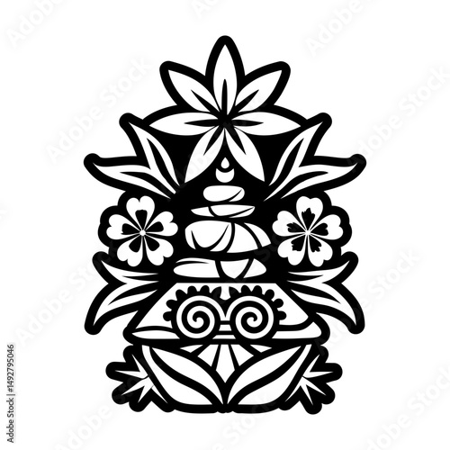 A glyph style icon of feng shui harmony