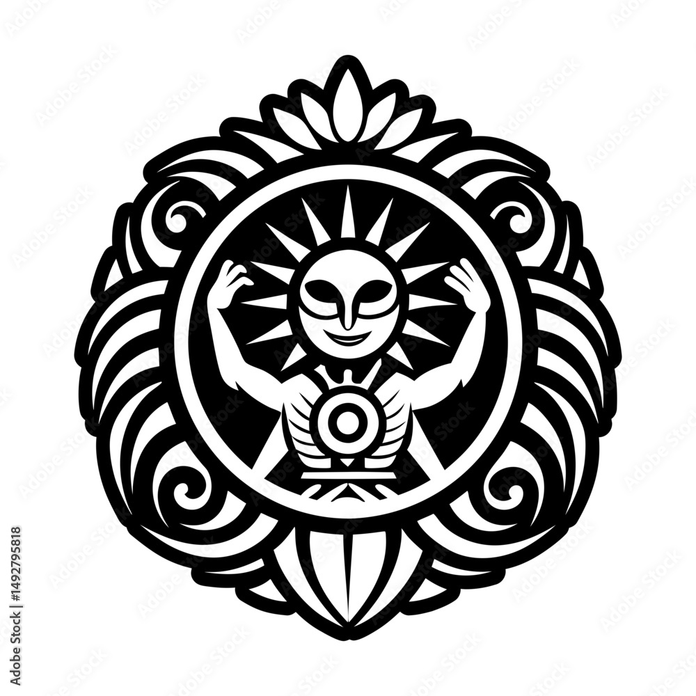 Naklejka premium Solid style icon showing intricate art