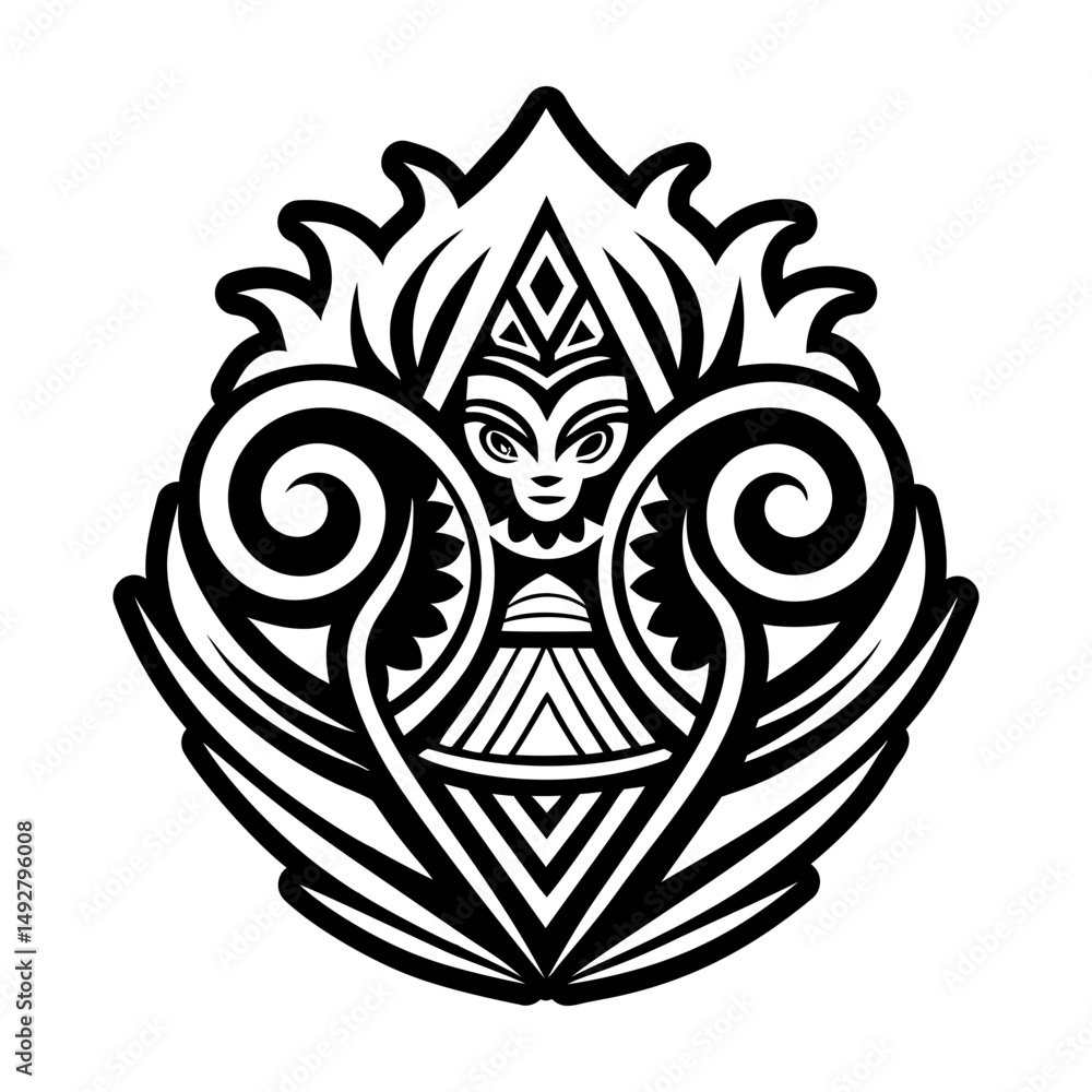 Fototapeta premium Solid icon depicting four elements tattoo