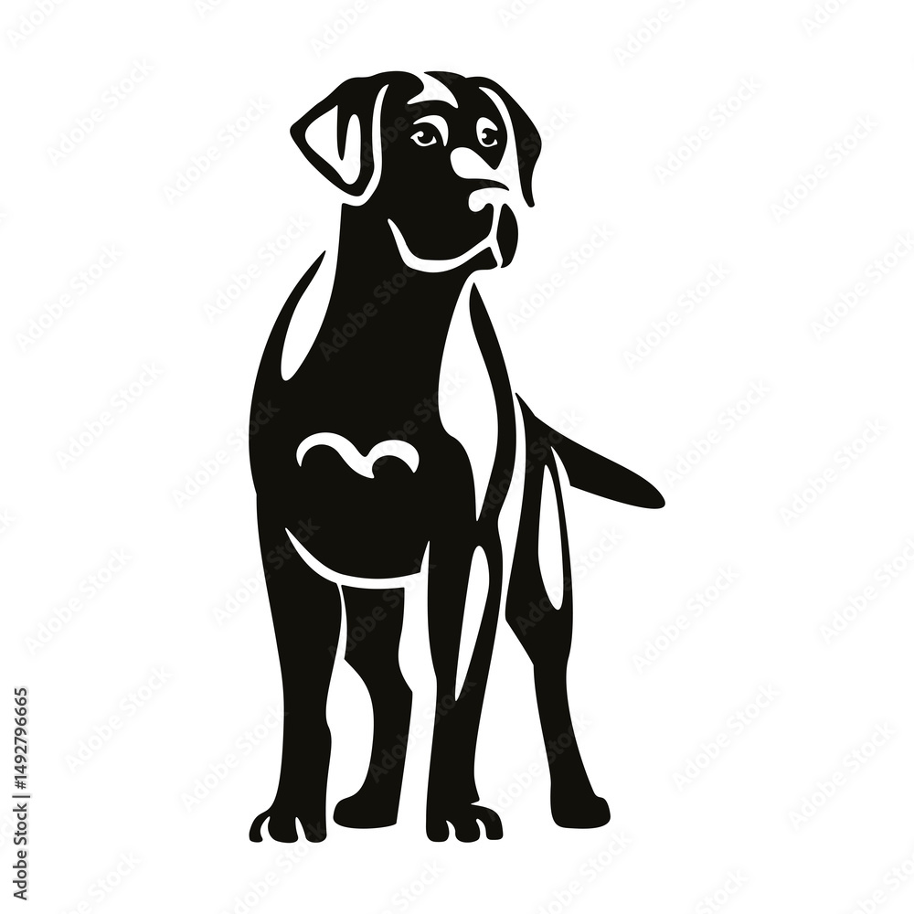 Fototapeta premium Labrador Retriever silhouette icon. Standing dog black logo illustration 