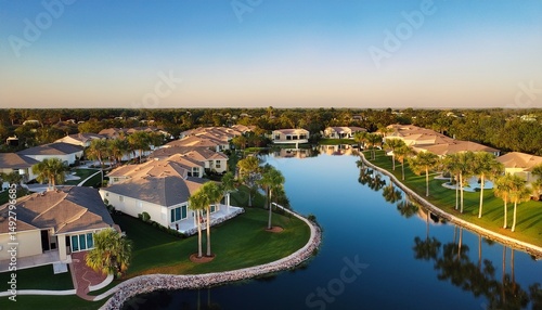 Wallpaper Mural bird s eye view of stunning residences in a sunny margate florida neighborhood showcasing a pond s reflection Torontodigital.ca