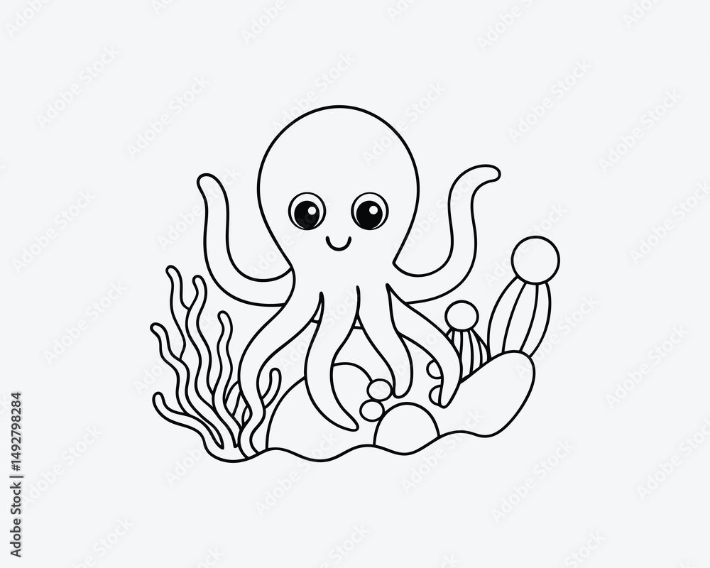 jellyfish floating with decorative tentacles, line art illustration for coloring design jellyfish floating with decorative tentacles, line art illustration for coloring design