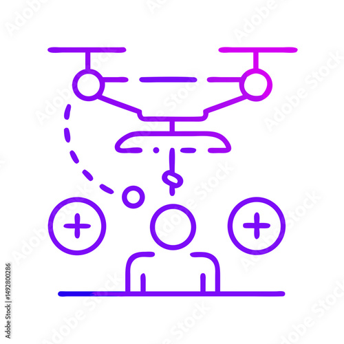 Drone Operator Illustration: A digital depiction of a person operating a drone, with abstract symbols symbolizing technological interface, user interaction and future concepts.