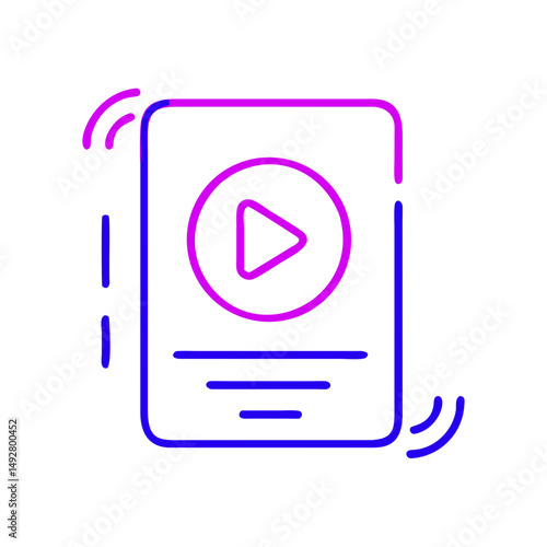 Video Icon: A vibrant vector icon representing a video file, featuring a play symbol set against a digital backdrop, showcasing simplicity and modern design