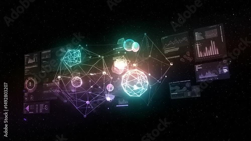 Wallpaper Mural Abstract digital displays with glowing shapes. Torontodigital.ca