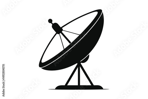 Dish antenna silhouette on white background