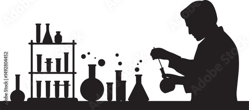Scientist Conducting Experiment in Laboratory Setting