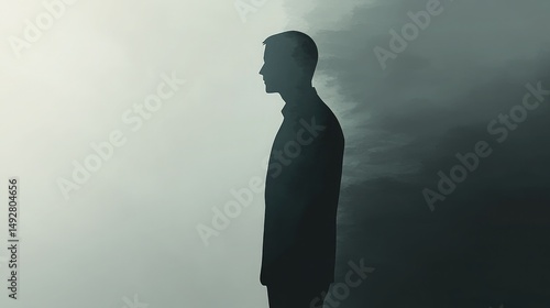 Fading silhouette of a person slowly dissolving into the background representing worthlessness and invisibility