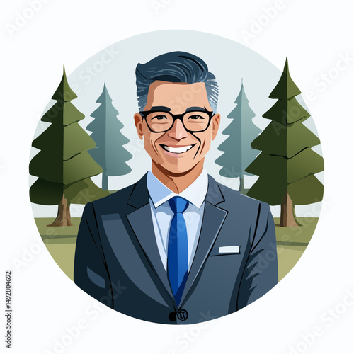 Businessman Portrait Outdoors in Forest