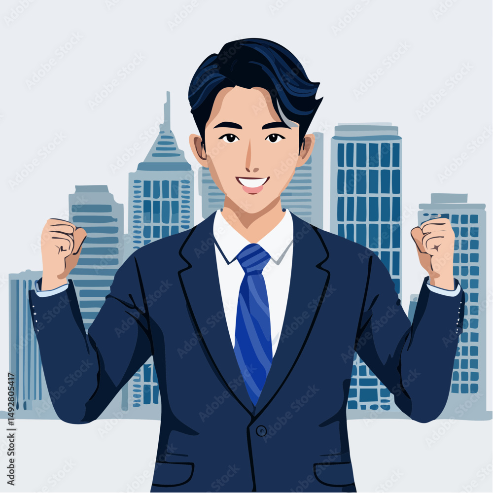 Confident Businessman Male in Cityscape Confident Businessman Male in Cityscape