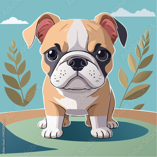 Cute Cartoon Bulldog Puppy Illustration