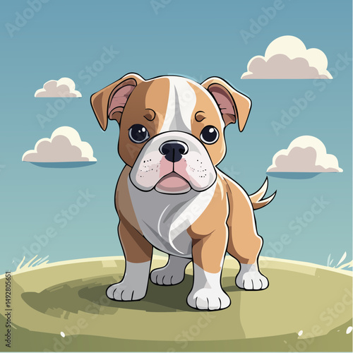 Cute Cartoon Bulldog Puppy Illustration