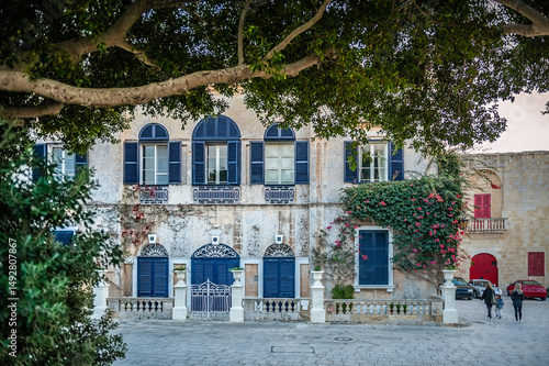Bastion Square view in Mdina City of Malta. Urban sketches.