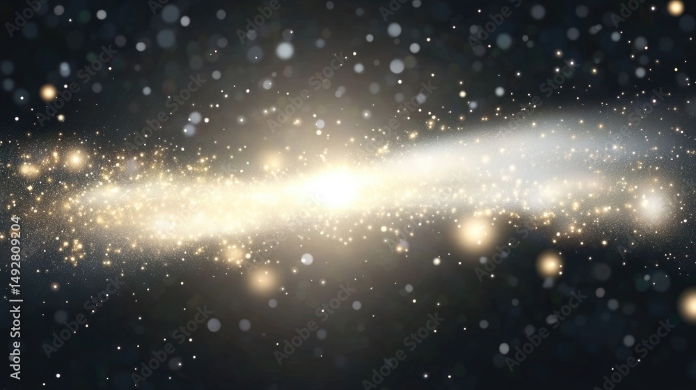 Obraz premium a glowing galaxy with bright stars and cosmic dust against a dark space background