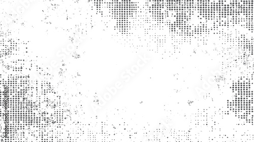 Grunge halftone overlay background vector design. Black and white dot texture in halftone effect. Abstract dotted pattern with classic feel.