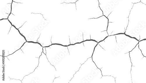 Cracked wall with black rusty damage texture overlay. Ground fissure pattern and sketch design. Dry soil background with surface scratch texture.