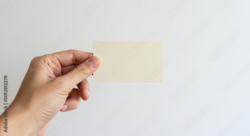 Fototapeta premium Minimalist Message: Hand Holding a Blank Card