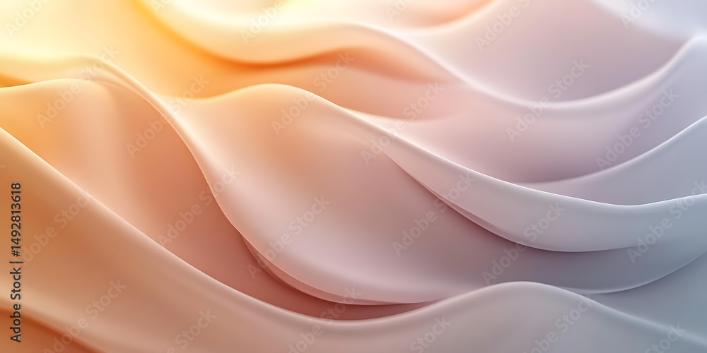 Fototapeta premium Abstract waves of light fabric with soft color gradients