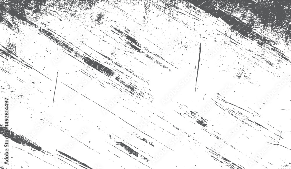 Fototapeta premium Grunge style overlay with dust particle texture. Abstract dirt grain and brush strokes design. Vector black scratches on white background wallpaper.