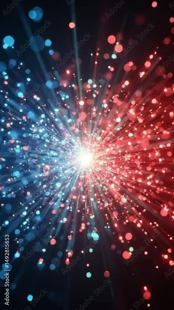 Explosion de feu d'artifice aux couleurs de la France en format vertical | IA / AI