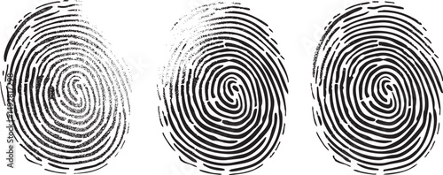 Fingerprint or thumbprint set isolated vector style. Security lock logo design with fingerprint icons. Finger print elements on white background.