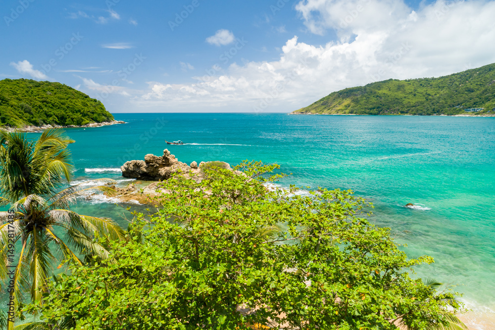 Fototapeta premium Aerial view seashore landscape nature view,Sea summer background