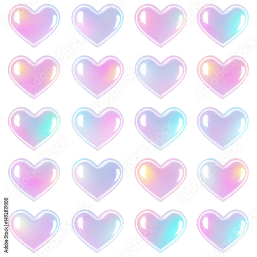 Pastel iridescent hearts pattern