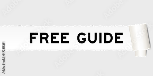 Ripped gray paper background that have word free guide under torn part