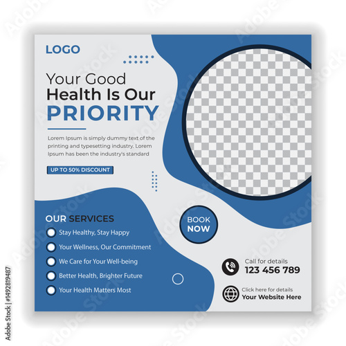 Medical healthcare live webinar social media cover template	
