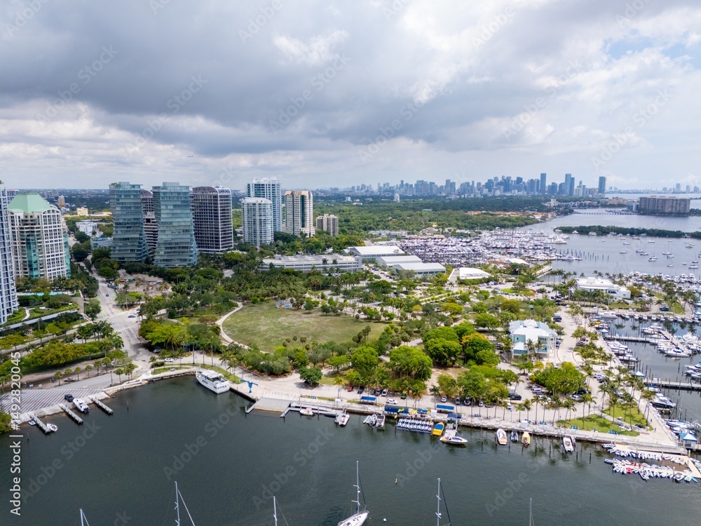 Obraz premium Aerial photo Miami Regatta Park Coconut Grove 2025